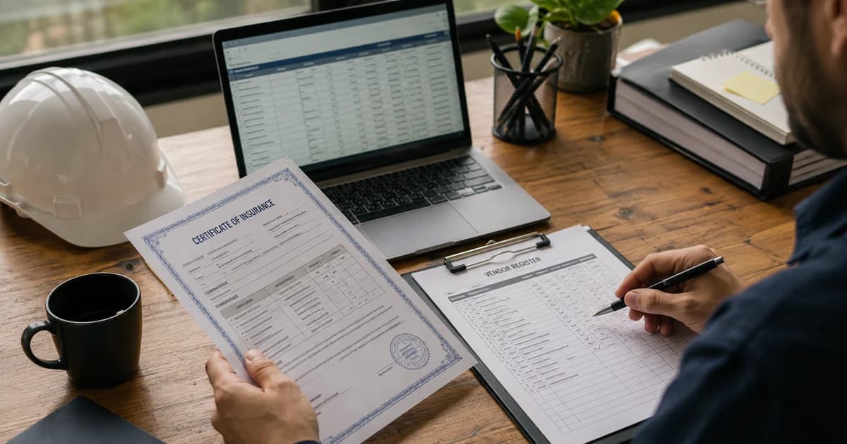 Contractor certificate and vendor checklist prepared for document extraction and manual review.