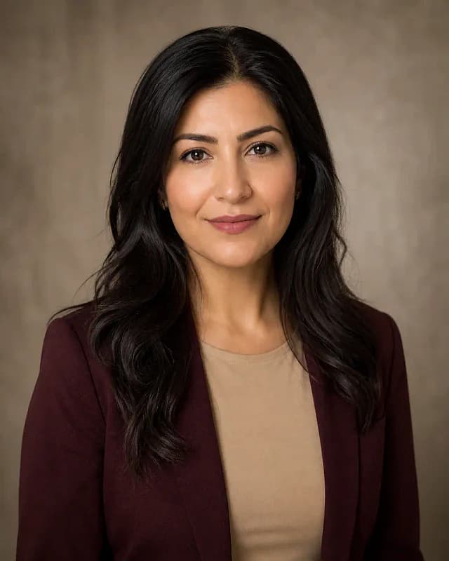 Original synthetic studio portrait showing the designer headshot framing
