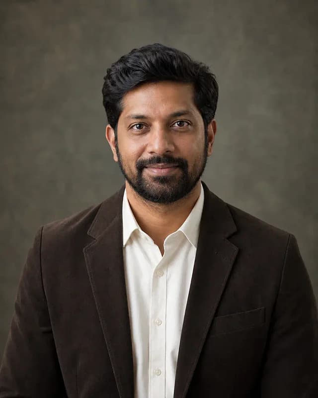 Original synthetic studio portrait showing the hospitality professional headshot framing