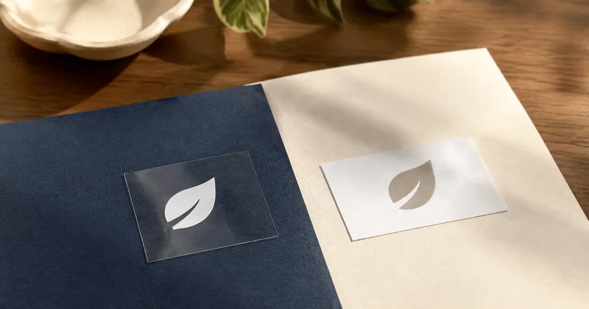 Leaf logo samples on clear and white backgrounds, illustrating lost image transparency.