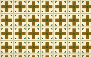 Accra Gold Cross Tile — light brown, green and beige azulejo background