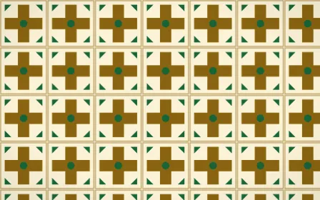 Accra Gold Cross Tile — light brown, green and beige azulejo background