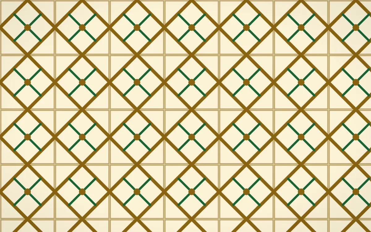 Accra Gold Lattice Tile — light brown, green and beige azulejo background
