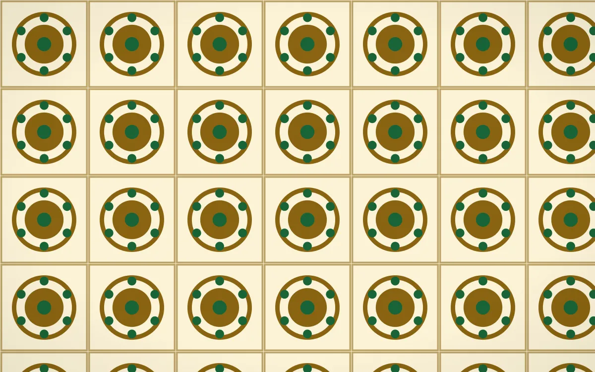 Accra Gold Medallion Tile — light brown, green and beige azulejo background