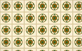Accra Gold Medallion Tile — light brown, green and beige azulejo background
