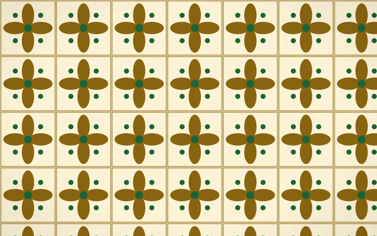 Accra Gold Petal Tile — light brown, green and beige azulejo background