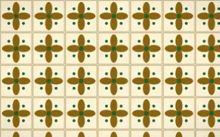 Accra Gold Petal Tile — light brown, green and beige azulejo background