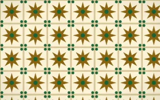 Accra Gold Star Tile — light brown, green and beige azulejo background