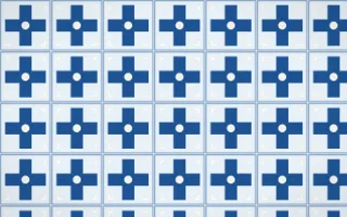 Aegean Noon Cross Tile — light blue and white azulejo background