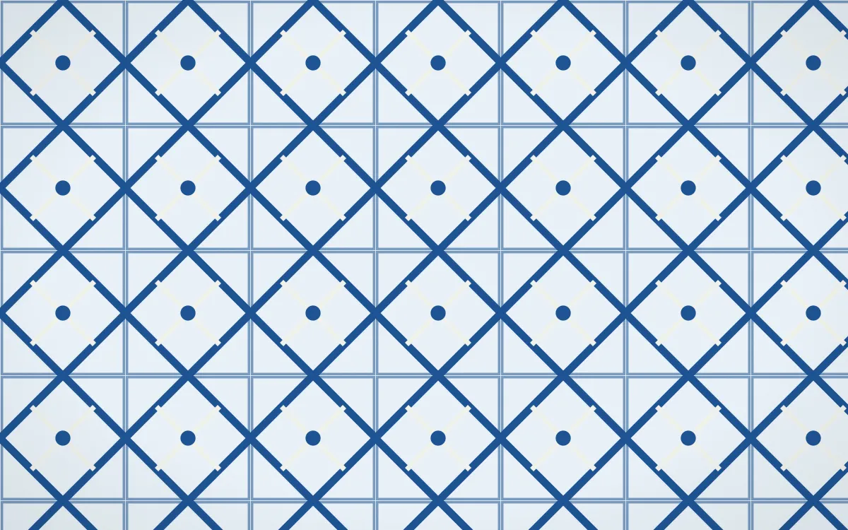 Aegean Noon Lattice Tile — light blue and white azulejo background