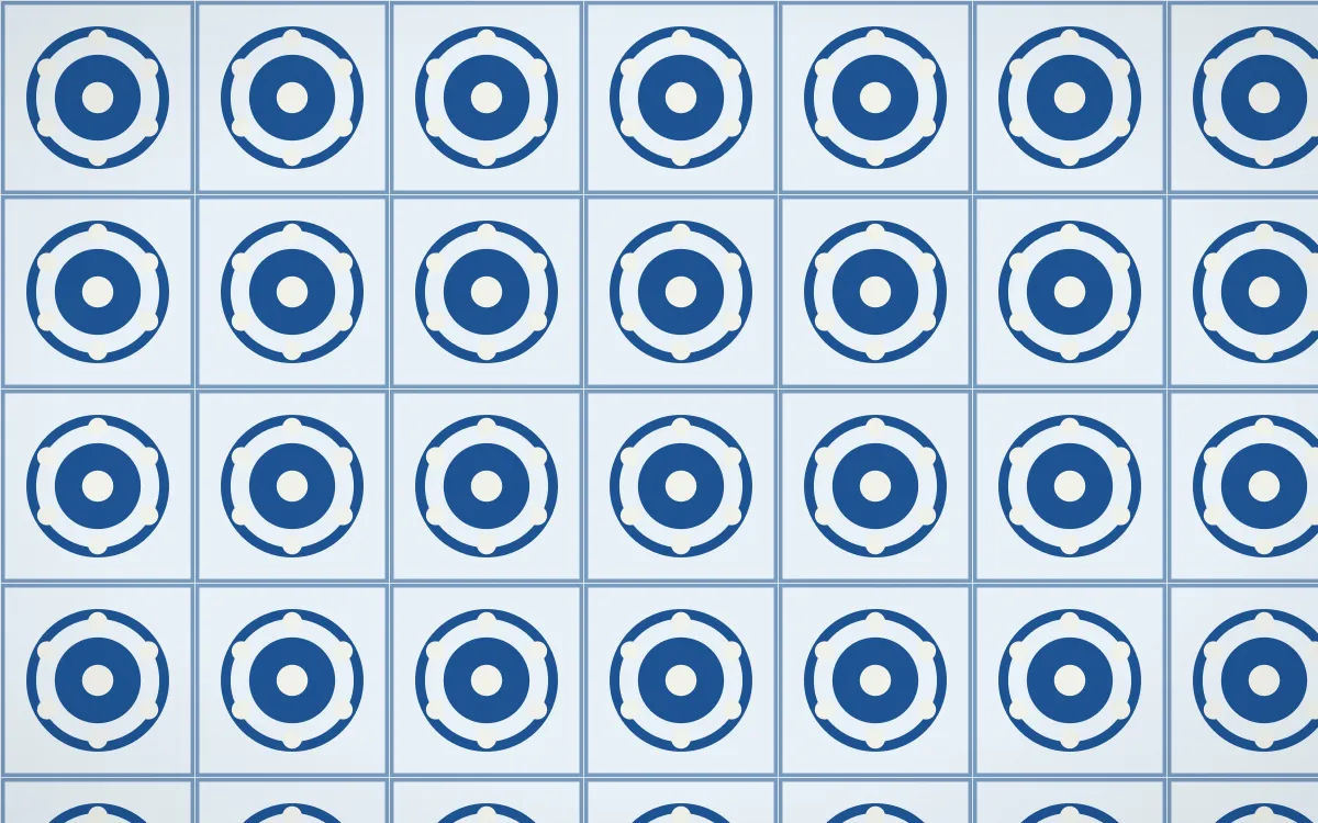Aegean Noon Medallion Tile — light blue and white azulejo background
