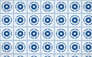 Aegean Noon Medallion Tile — light blue and white azulejo background