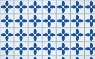 Aegean Noon Petal Tile — light blue and white azulejo background