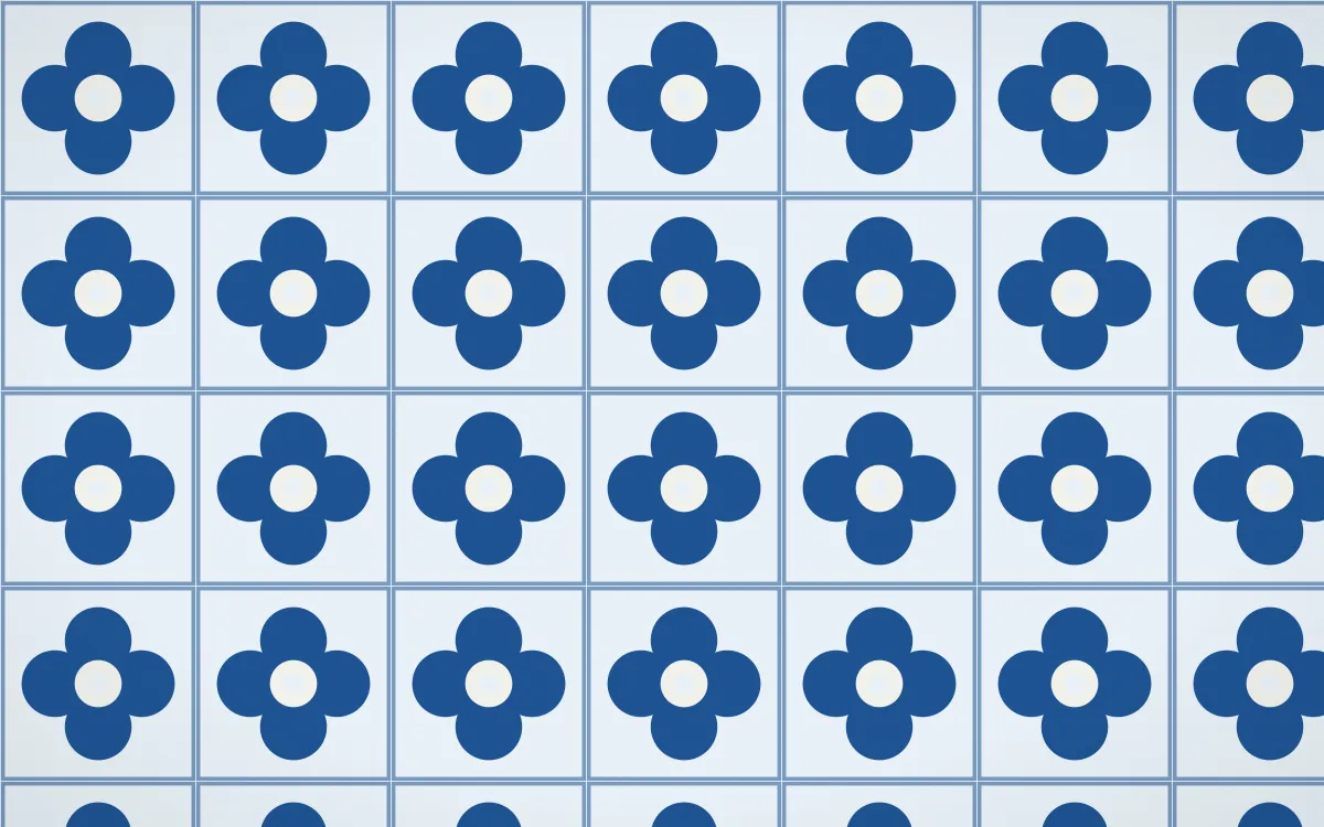 Aegean Noon Quatrefoil Tile — light blue and white azulejo background