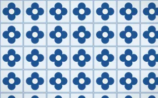 Aegean Noon Quatrefoil Tile — light blue and white azulejo background