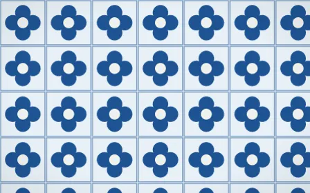Aegean Noon Quatrefoil Tile — light blue and white azulejo background