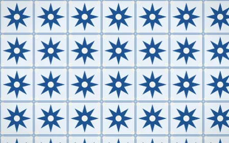 Aegean Noon Star Tile — light blue and white azulejo background