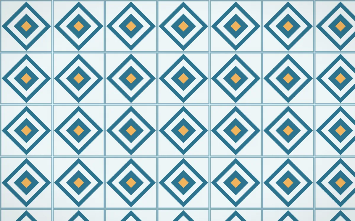 Algarve Sea Diamond Tile — light blue, orange and white azulejo background
