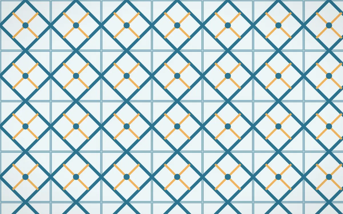 Algarve Sea Lattice Tile — light blue, orange and white azulejo background