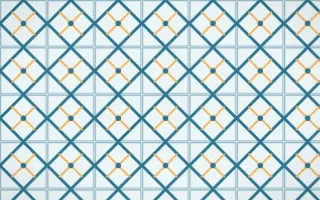 Algarve Sea Lattice Tile — light blue, orange and white azulejo background