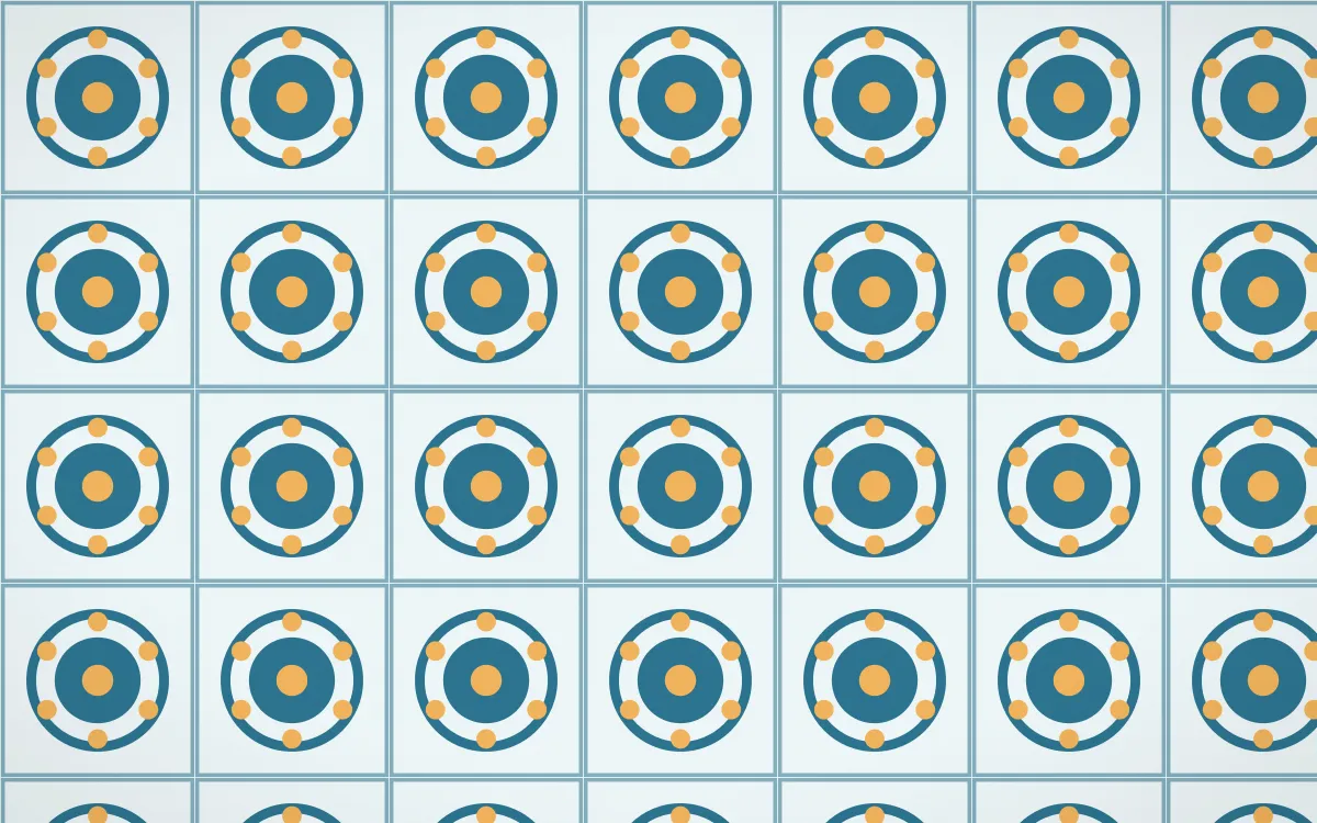 Algarve Sea Medallion Tile — light blue, orange and white azulejo background