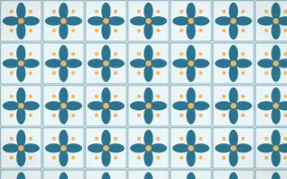 Algarve Sea Petal Tile — light blue, orange and white azulejo background