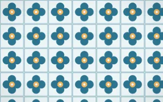 Algarve Sea Quatrefoil Tile — light blue, orange and white azulejo background