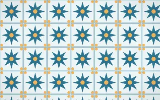 Algarve Sea Star Tile — light blue, orange and white azulejo background