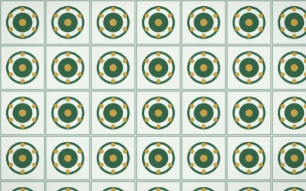 Alhambra Jade Medallion Tile — light green, gold and white azulejo background