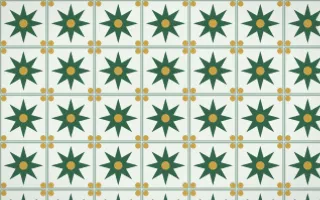 Alhambra Jade Star Tile — light green, gold and white azulejo background