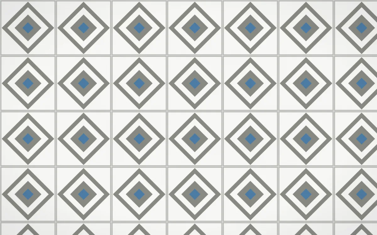 Alpine Chalk Diamond Tile — light grey, blue and white azulejo background