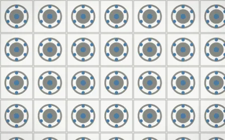 Alpine Chalk Medallion Tile — light grey, blue and white azulejo background