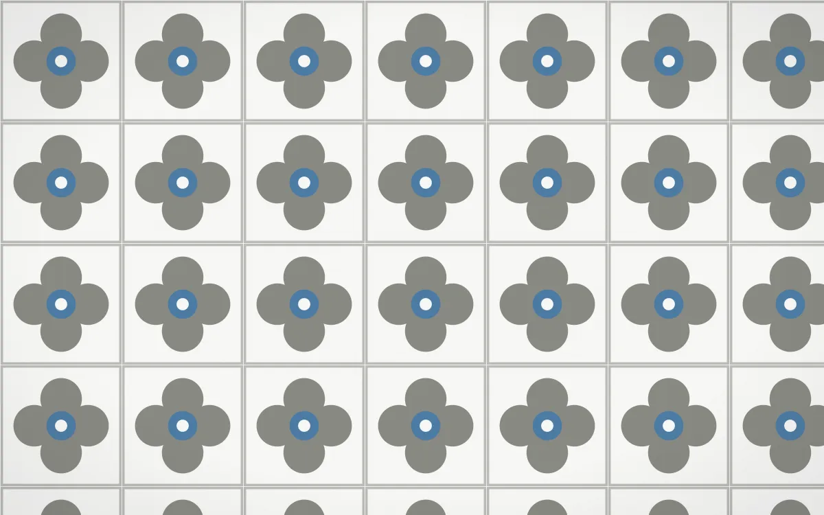 Alpine Chalk Quatrefoil Tile — light grey, blue and white azulejo background