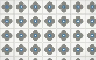 Alpine Chalk Quatrefoil Tile — light grey, blue and white azulejo background