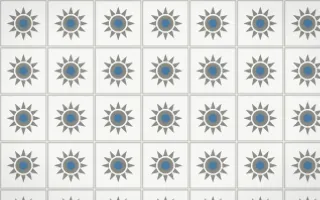 Alpine Chalk Sunburst Tile — light grey, blue and white azulejo background