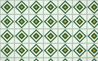 Amazônia Diamond Tile — light green, gold and white azulejo background