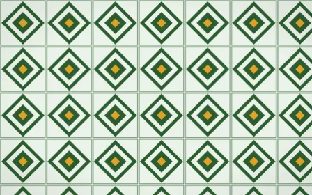 Amazônia Diamond Tile — light green, gold and white azulejo background