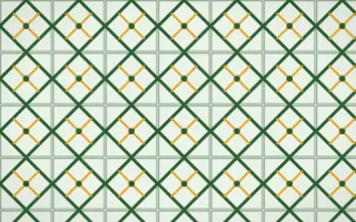 Amazônia Lattice Tile — light green, gold and white azulejo background