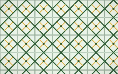 Amazônia Lattice Tile — light green, gold and white azulejo background