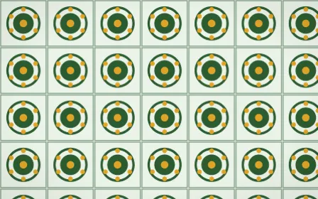 Amazônia Medallion Tile — light green, gold and white azulejo background