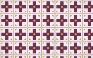 Andes Berry Cross Tile — light pink, gold and white azulejo background