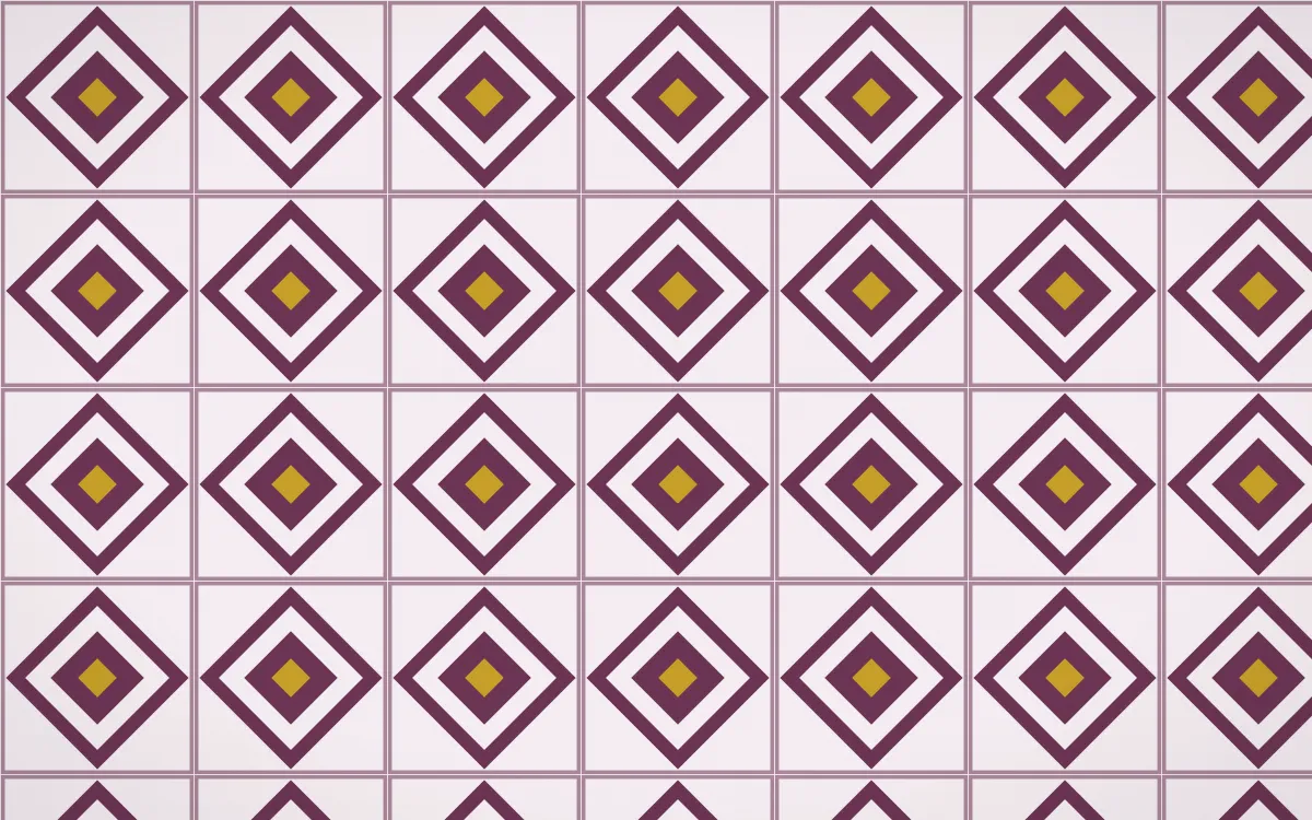 Andes Berry Diamond Tile — light pink, gold and white azulejo background