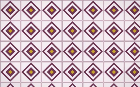 Andes Berry Diamond Tile — light pink, gold and white azulejo background