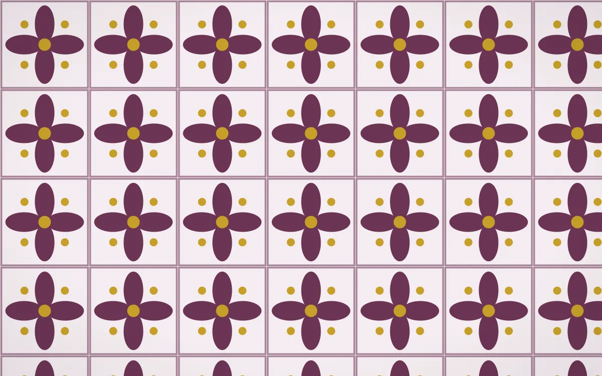 Andes Berry Petal Tile — light pink, gold and white azulejo background