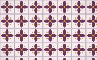 Andes Berry Petal Tile — light pink, gold and white azulejo background
