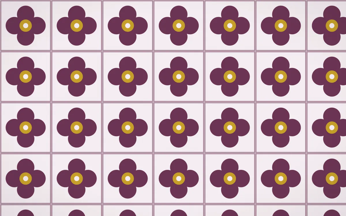 Andes Berry Quatrefoil Tile — light pink, gold and white azulejo background
