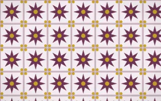 Andes Berry Star Tile — light pink, gold and white azulejo background