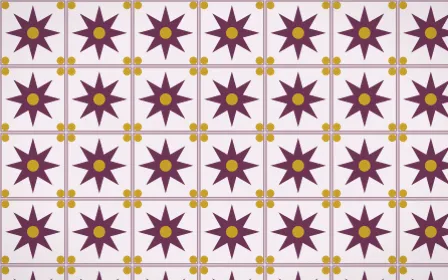 Andes Berry Star Tile — light pink, gold and white azulejo background