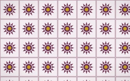 Andes Berry Sunburst Tile — light pink, gold and white azulejo background