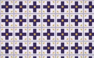 Arabian Night Cross Tile — light purple, gold and white azulejo background